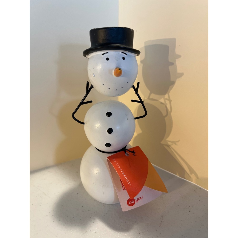 LiveTrends Wood Snowman Air Plant Holder Figurine Holiday Winter Decor 6 Inch